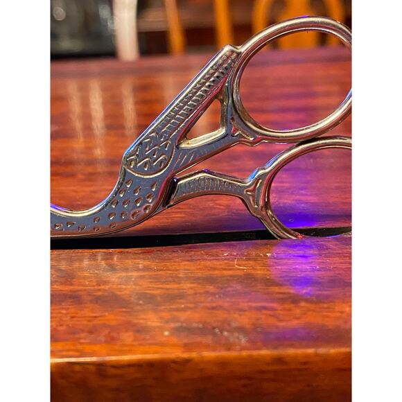 Stork Bird Shape Small Embroidery Sewing Scissors Italy Silvertone Notions VGUC - Picture 5 of 12